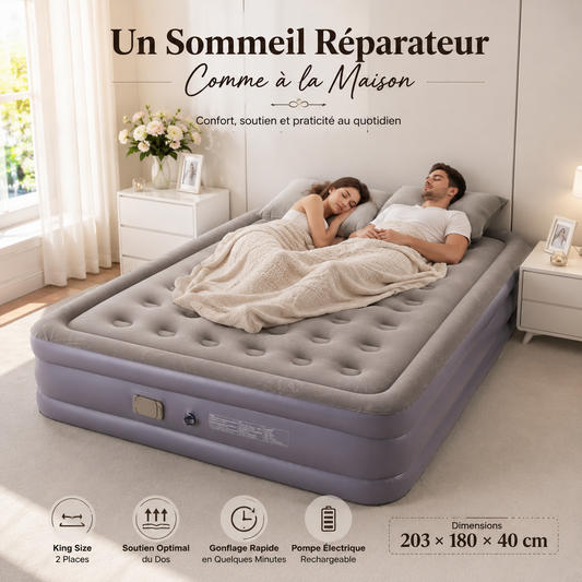 Matelas Pneumatique 2 Places avec Pompe Intégrée